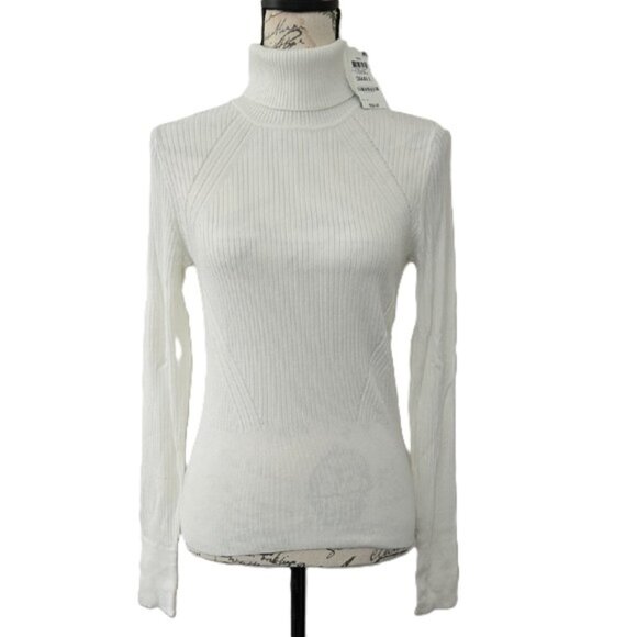 INC International Concepts Women's Cold Shoulder Turtleneck Sweater Black Size Small